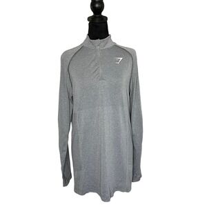 Gymshark Long sleeve Mock Neck Quarter Zip‎ Lightweight Athletic Top Gray Medium